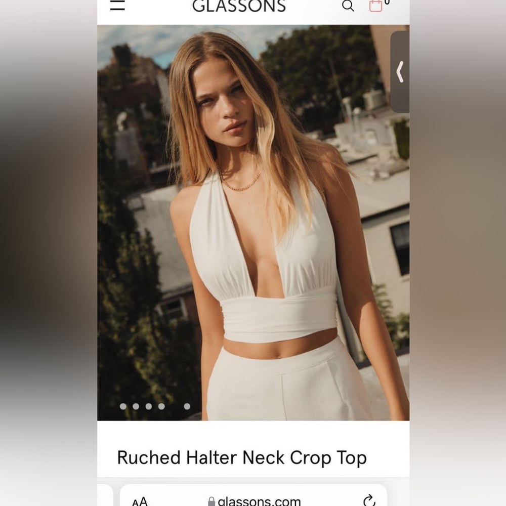 Glassons ruched halter tie crop top
